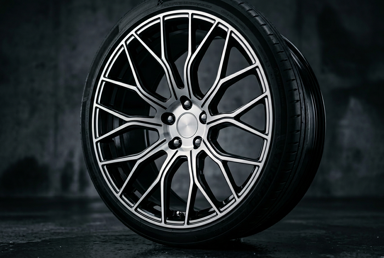 Diamond cut alloy wheel close-up